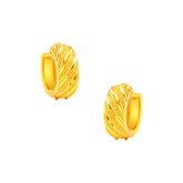 22K Gold Striped Huggie Earrings